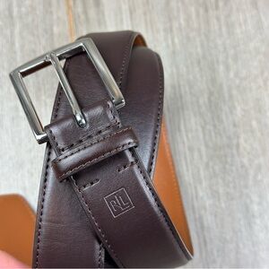 Ralph Lauren Belt Men’s 40 Smooth Leather Chocolate Brown Silver Buckle